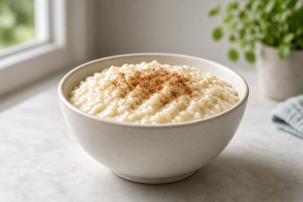 Bowl of creamy rice pudding