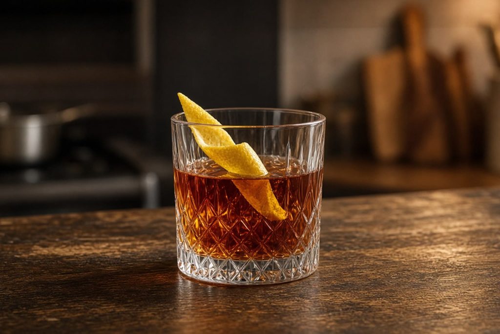 Sazerac with a lemon peel