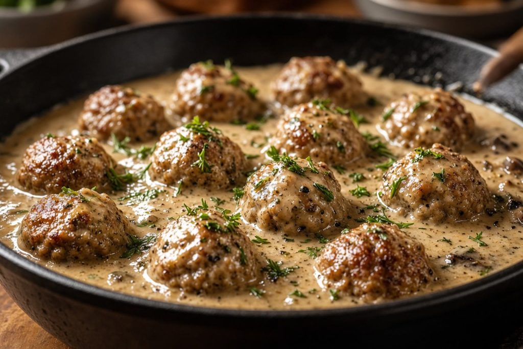 Swedish meatballs in cream gravy