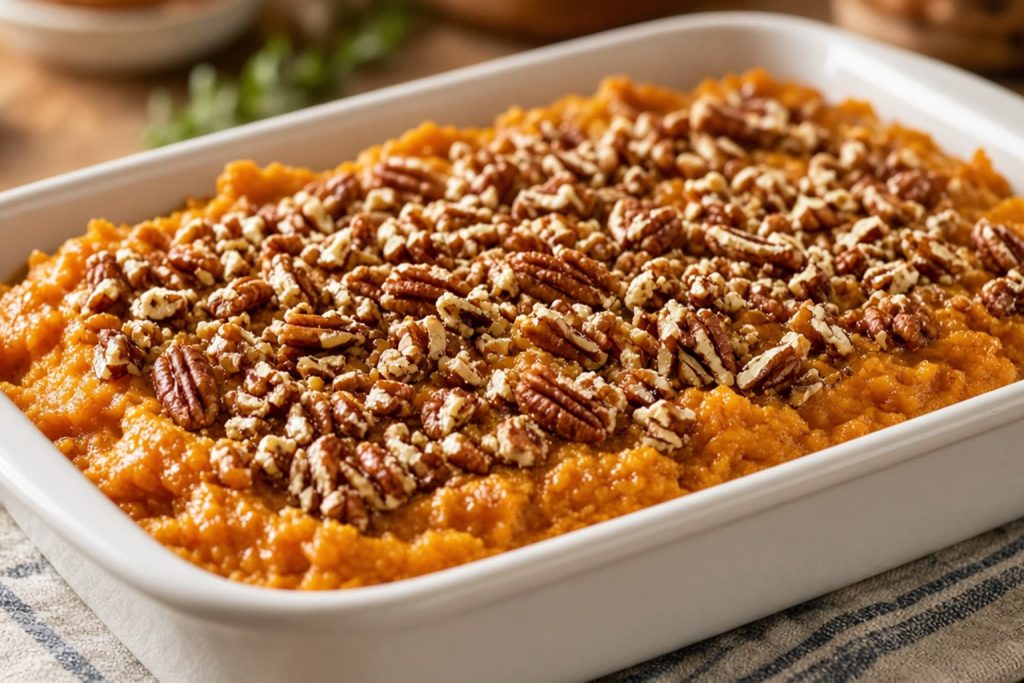Sweet potato casserole with pecans